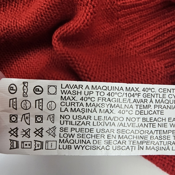 ZARA Knit Red Sweater Dress Tunic Medium V-Neck Cable Knit Zip Hem Long Sleeve - Picture 16 of 16